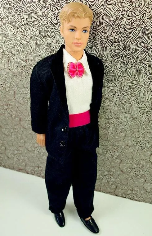 12" Male Fashion Doll Pink Bow Tie Jumpsuit Outfit