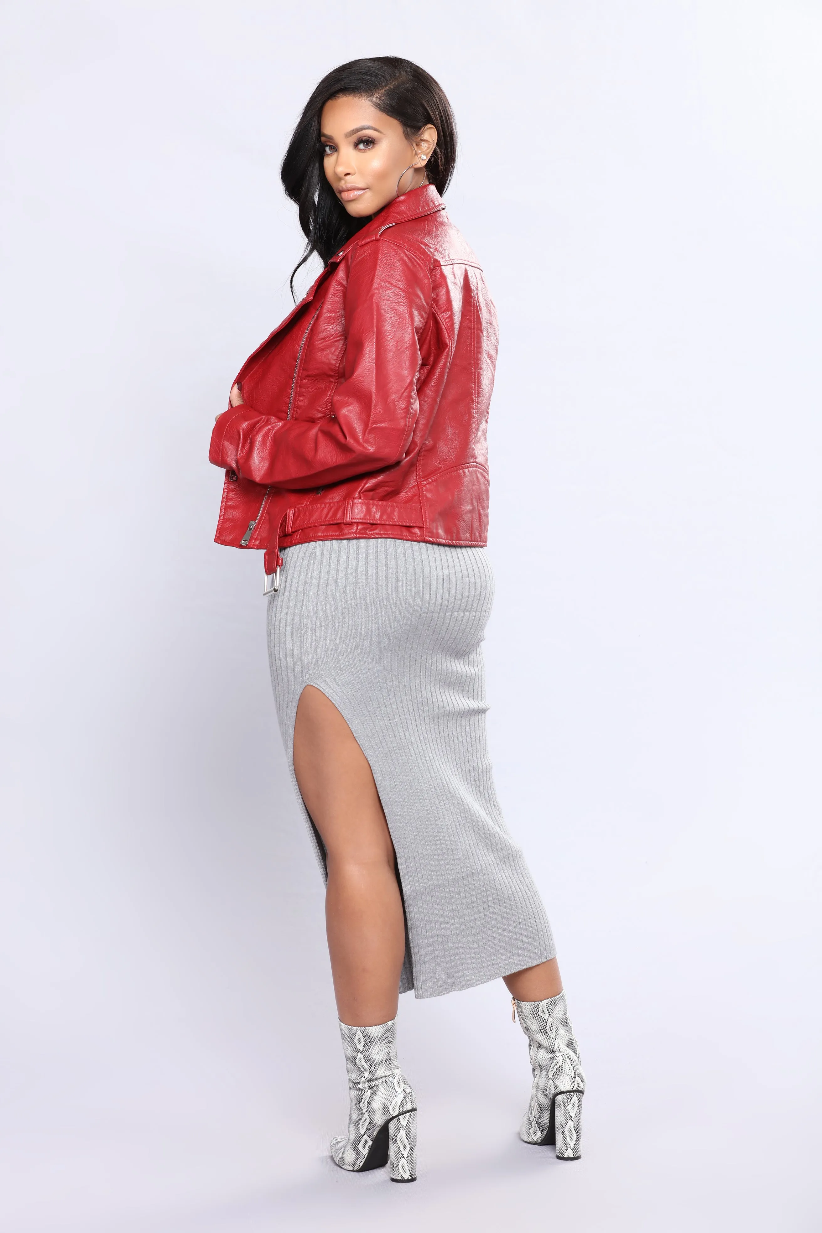 Araxie Vegan Leather Jacket - Red