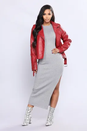 Araxie Vegan Leather Jacket - Red