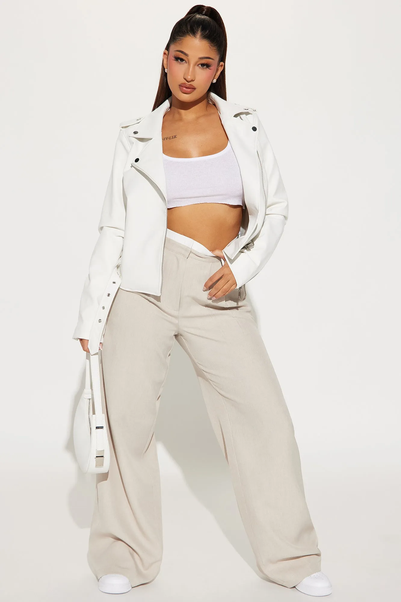 Araxie Vegan Leather Jacket - White