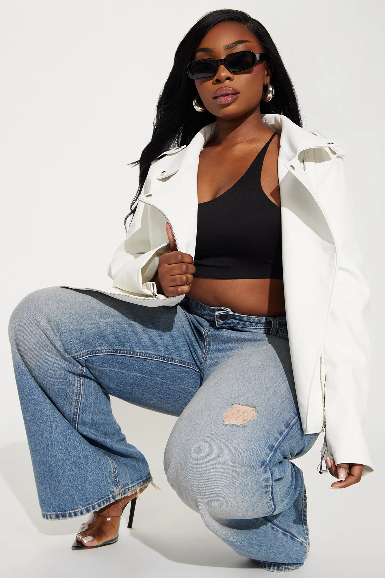 Araxie Vegan Leather Jacket - White