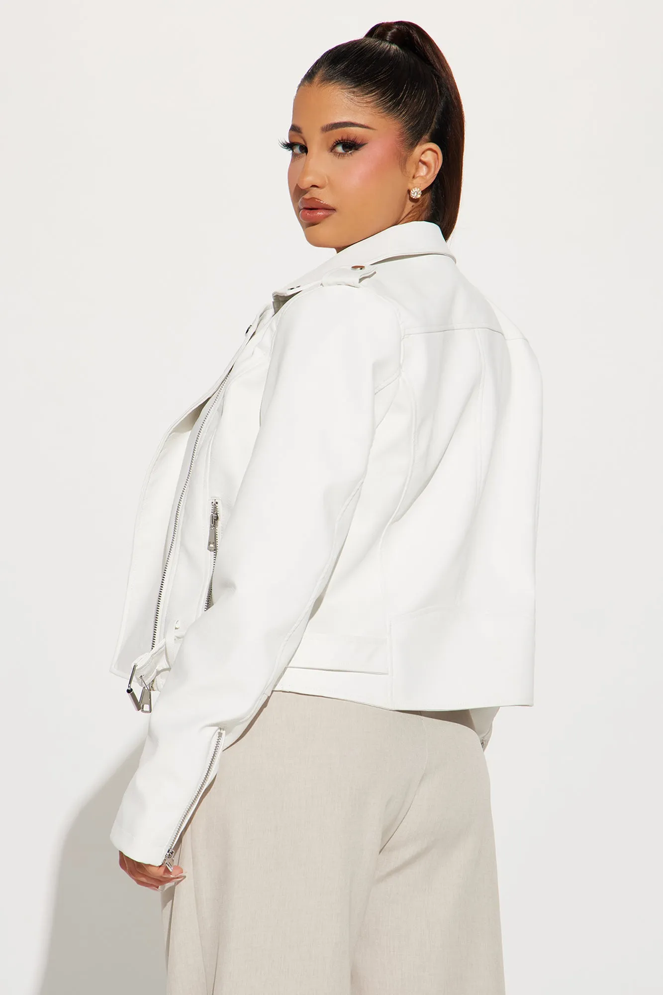 Araxie Vegan Leather Jacket - White