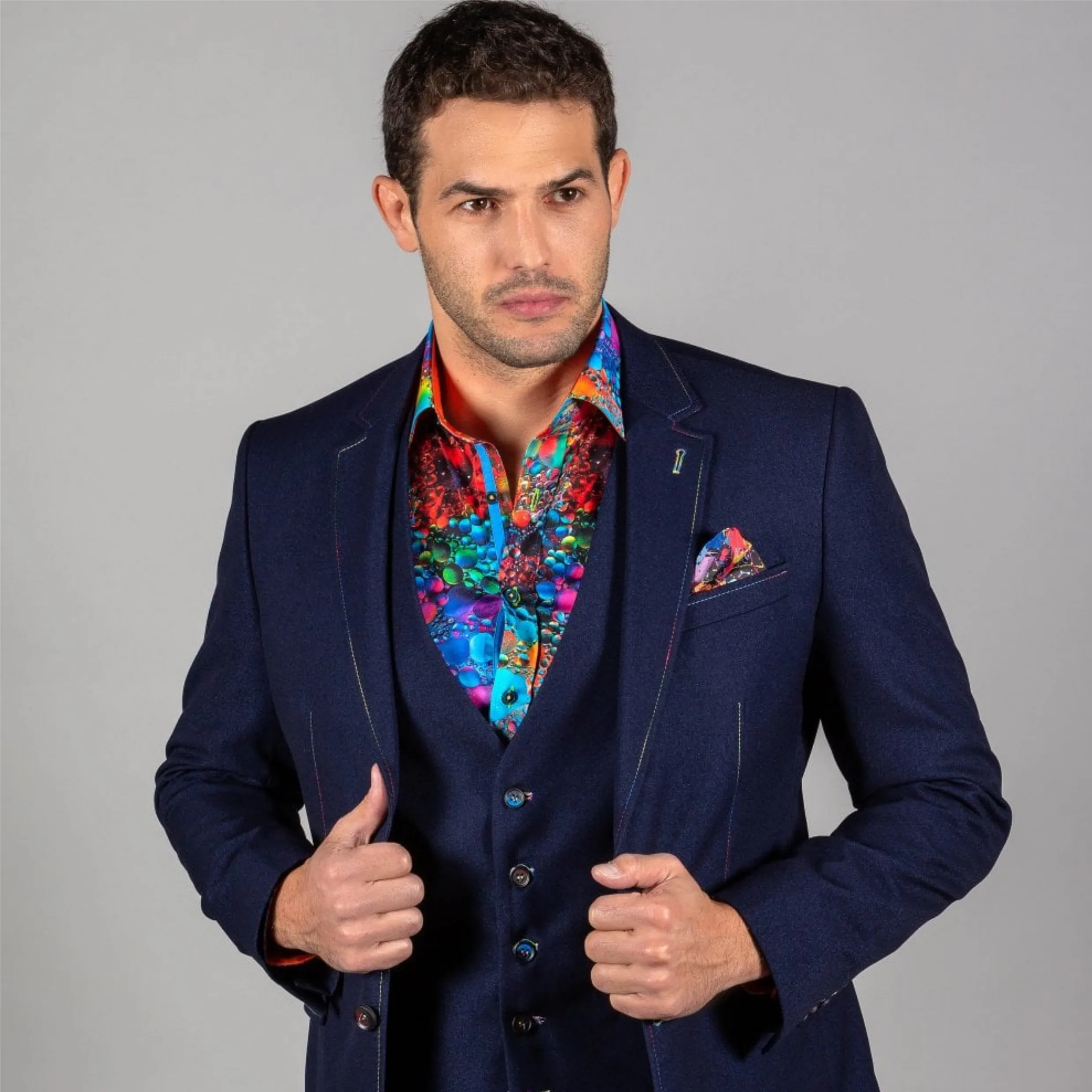 CLAUDIO LUGLI MENS SIGNATURE SLIM FITTED JACKET & WAISTCOAT CL1919 - NAVY