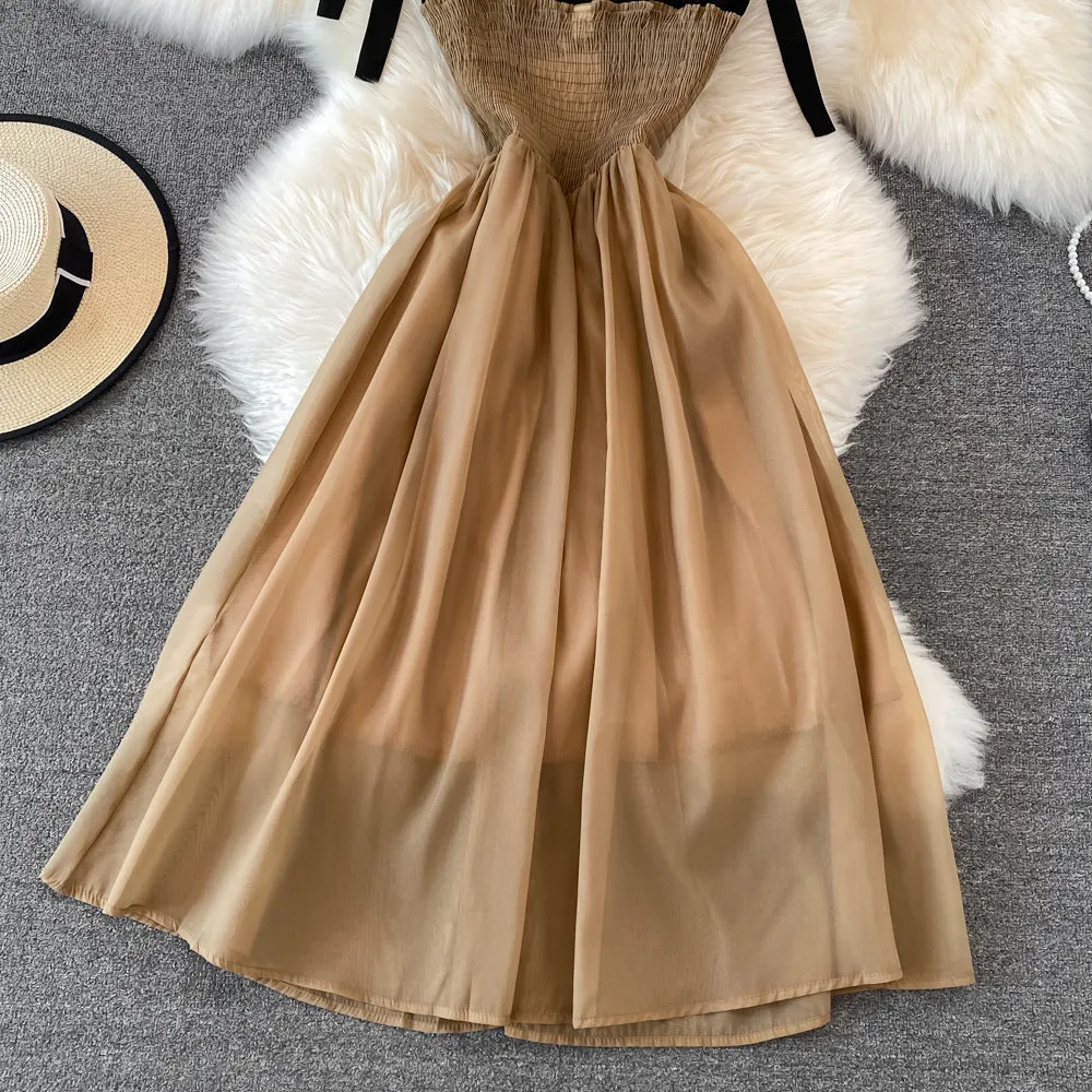 Colour Blocking Patchwork High-waist Dress