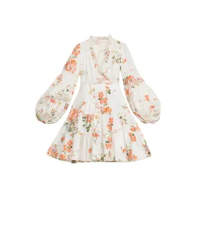Cotton Slub Wrap Dress - Vintage Flowers