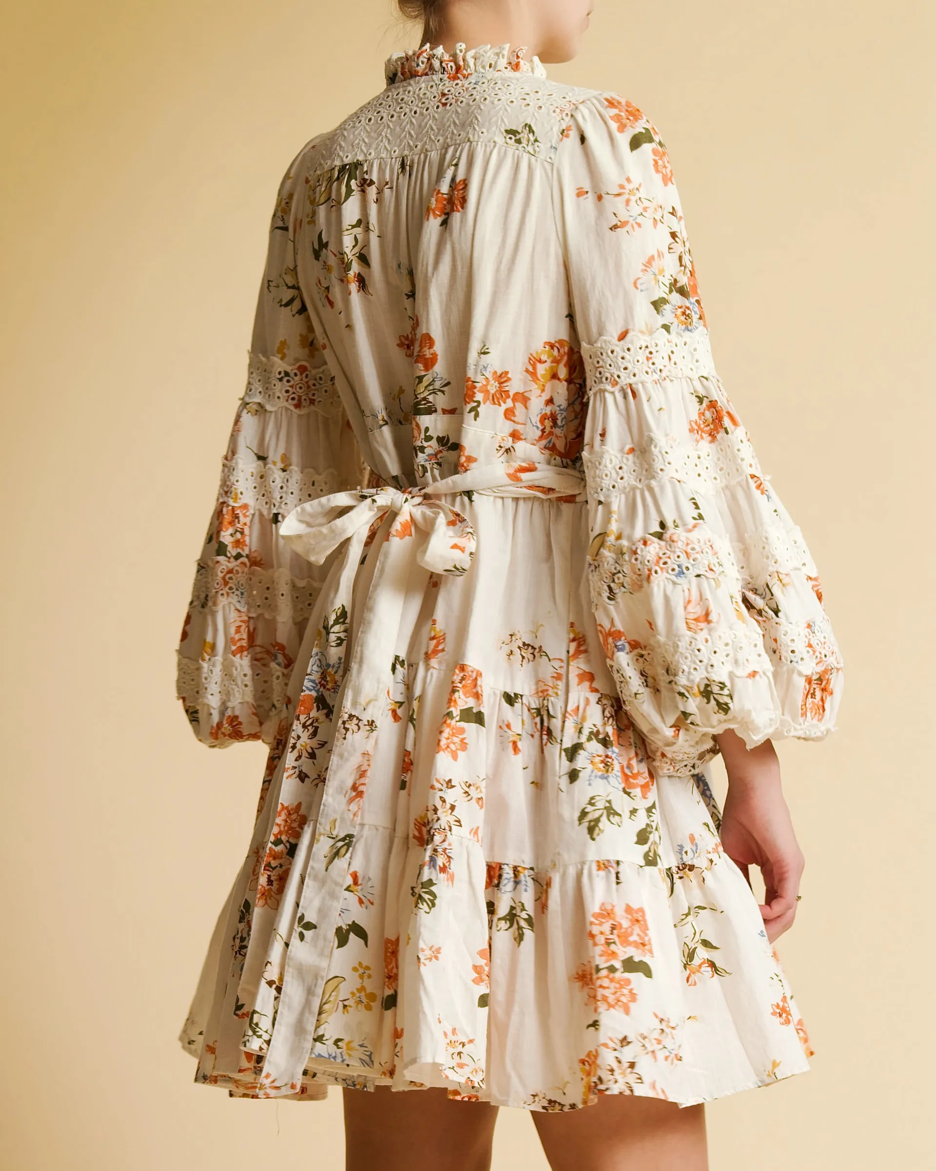 Cotton Slub Wrap Dress - Vintage Flowers