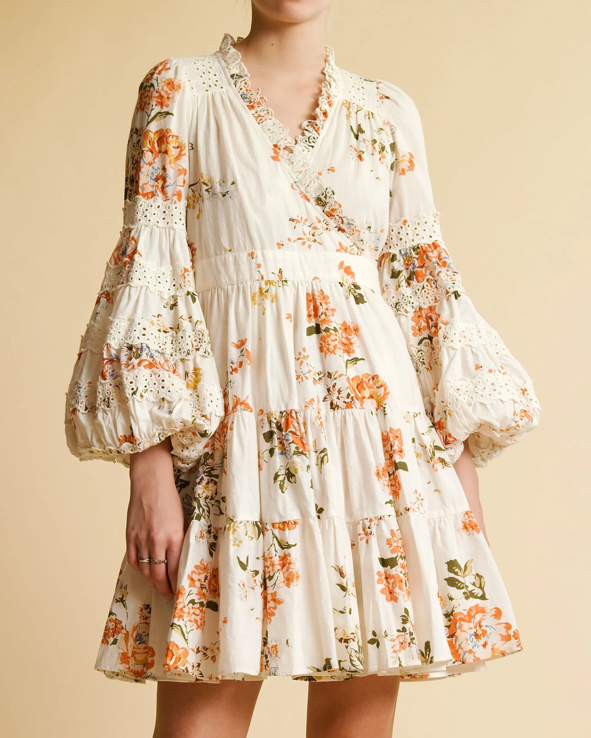 Cotton Slub Wrap Dress - Vintage Flowers