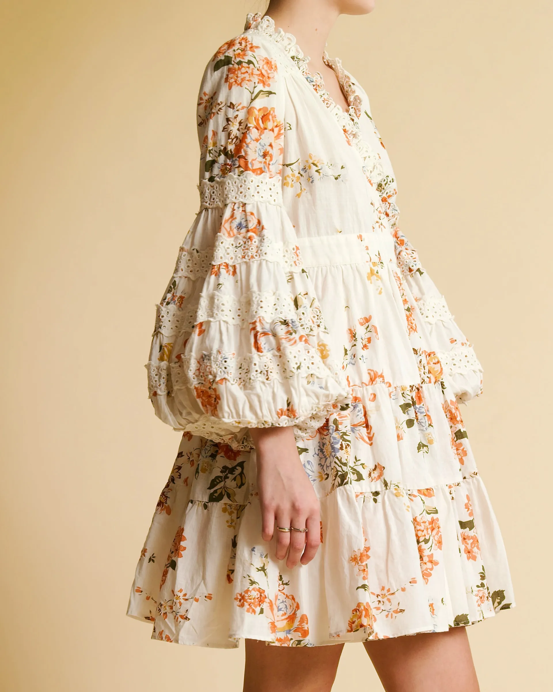 Cotton Slub Wrap Dress - Vintage Flowers
