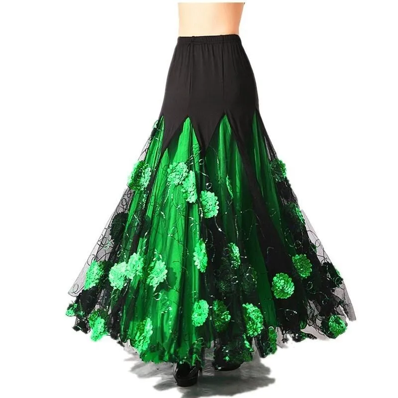 Layered Maxi Ballroom Skirt with Sequins