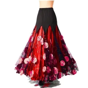 Layered Maxi Ballroom Skirt with Sequins
