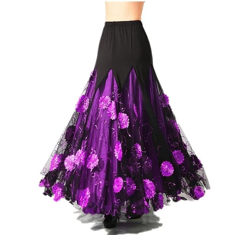 Layered Maxi Ballroom Skirt with Sequins