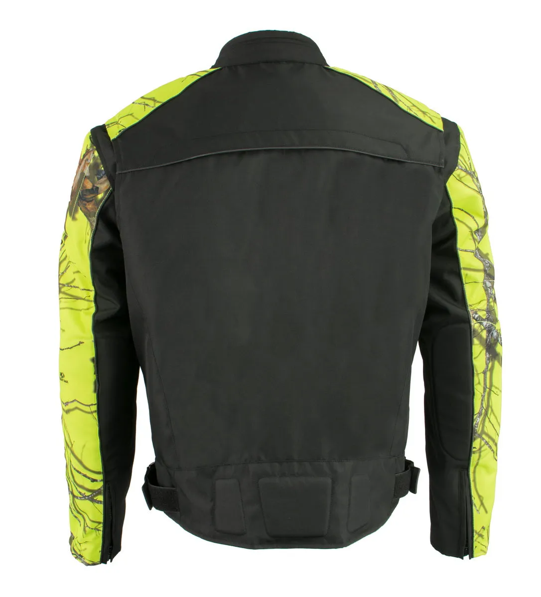 Milwaukee Leather MPM1787 Men's Black and Neon Orange Textile Jacket with Mossy Oak