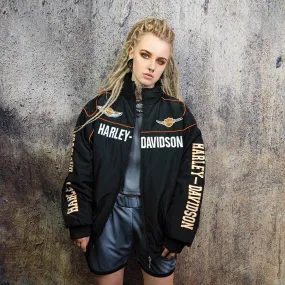 Motorbike jacket Harley biker bomber multi patch motorcycle varsity vintage Davidson letterman grunge patchwork coat in black