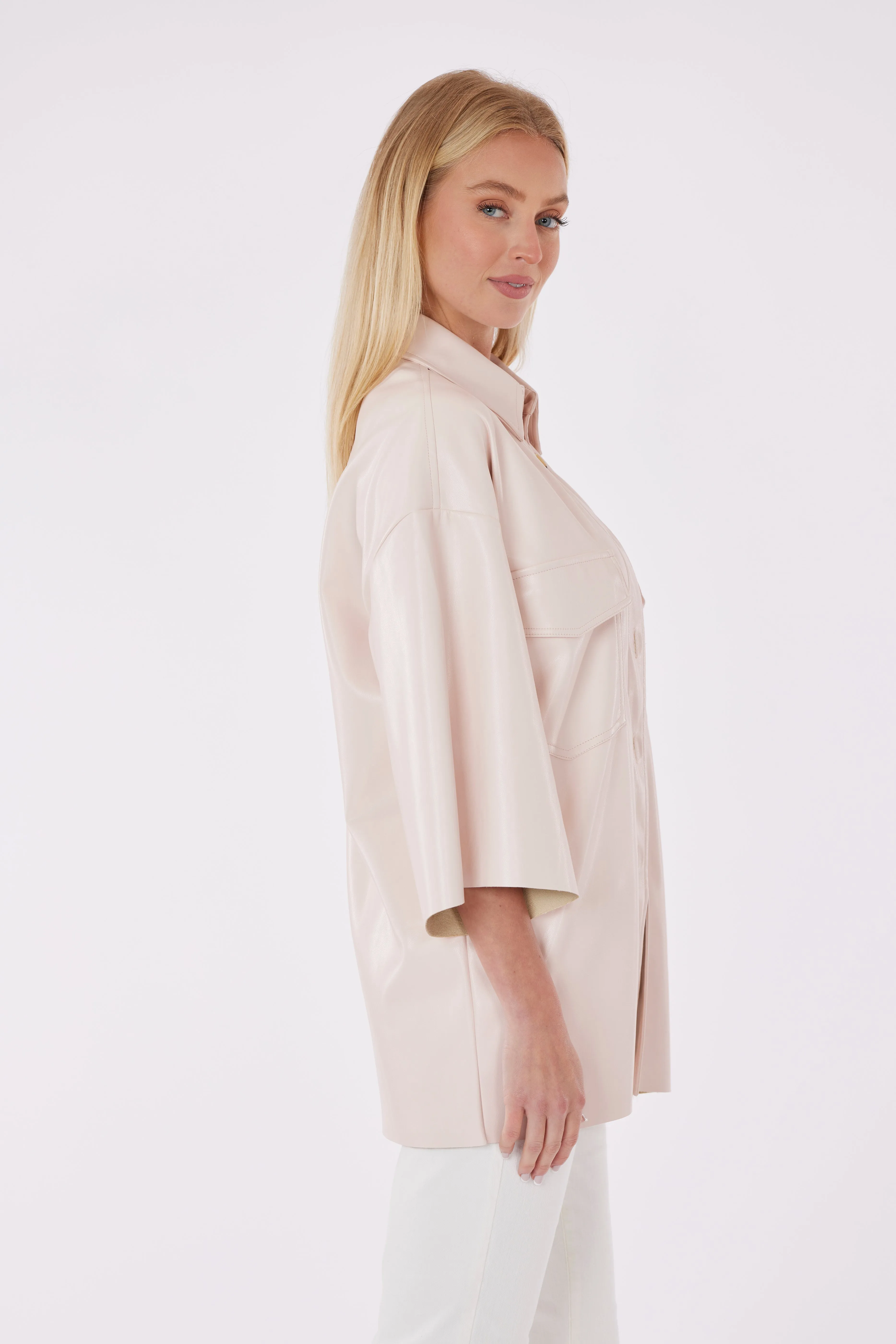Oversized Faux Leather Shirt