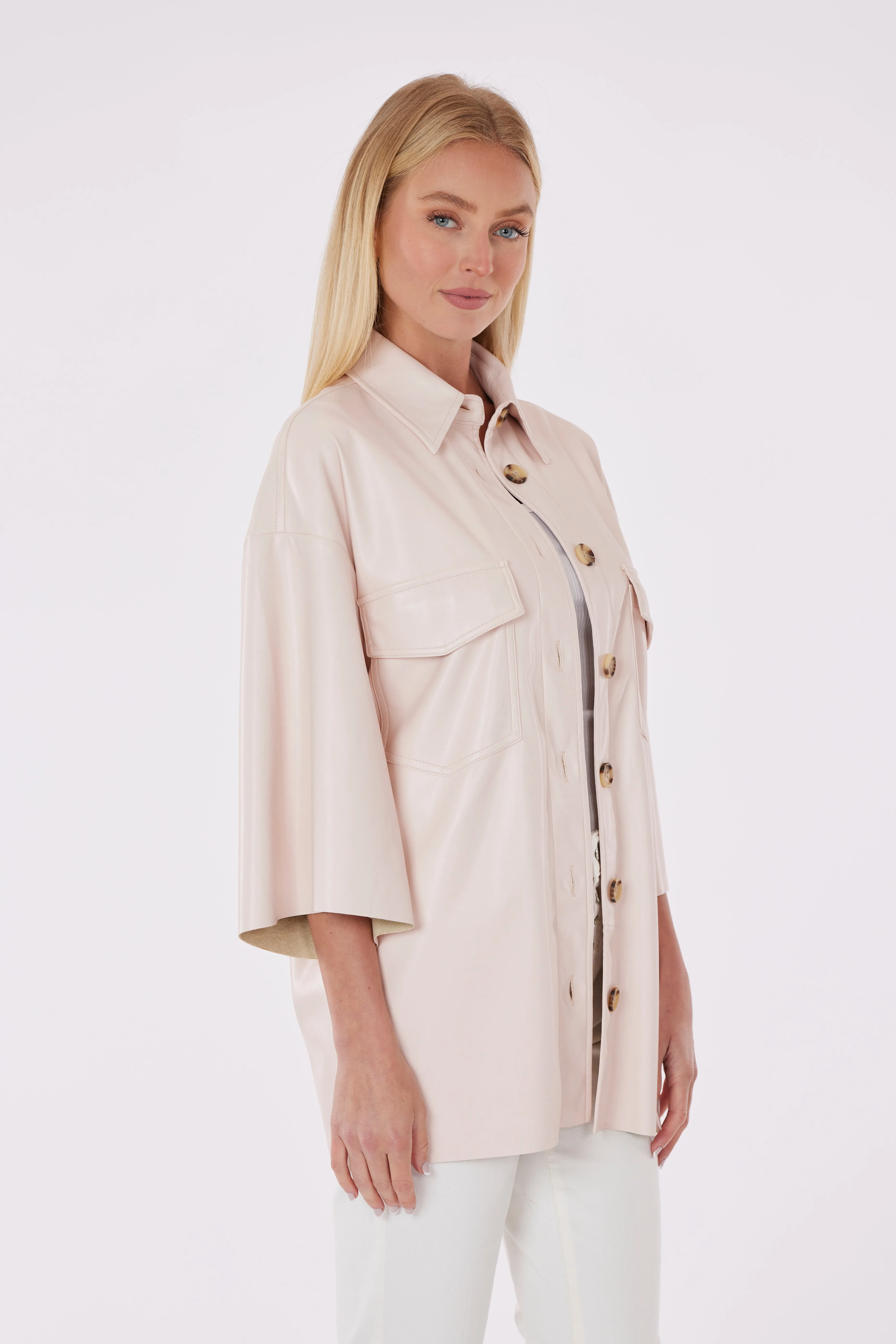 Oversized Faux Leather Shirt
