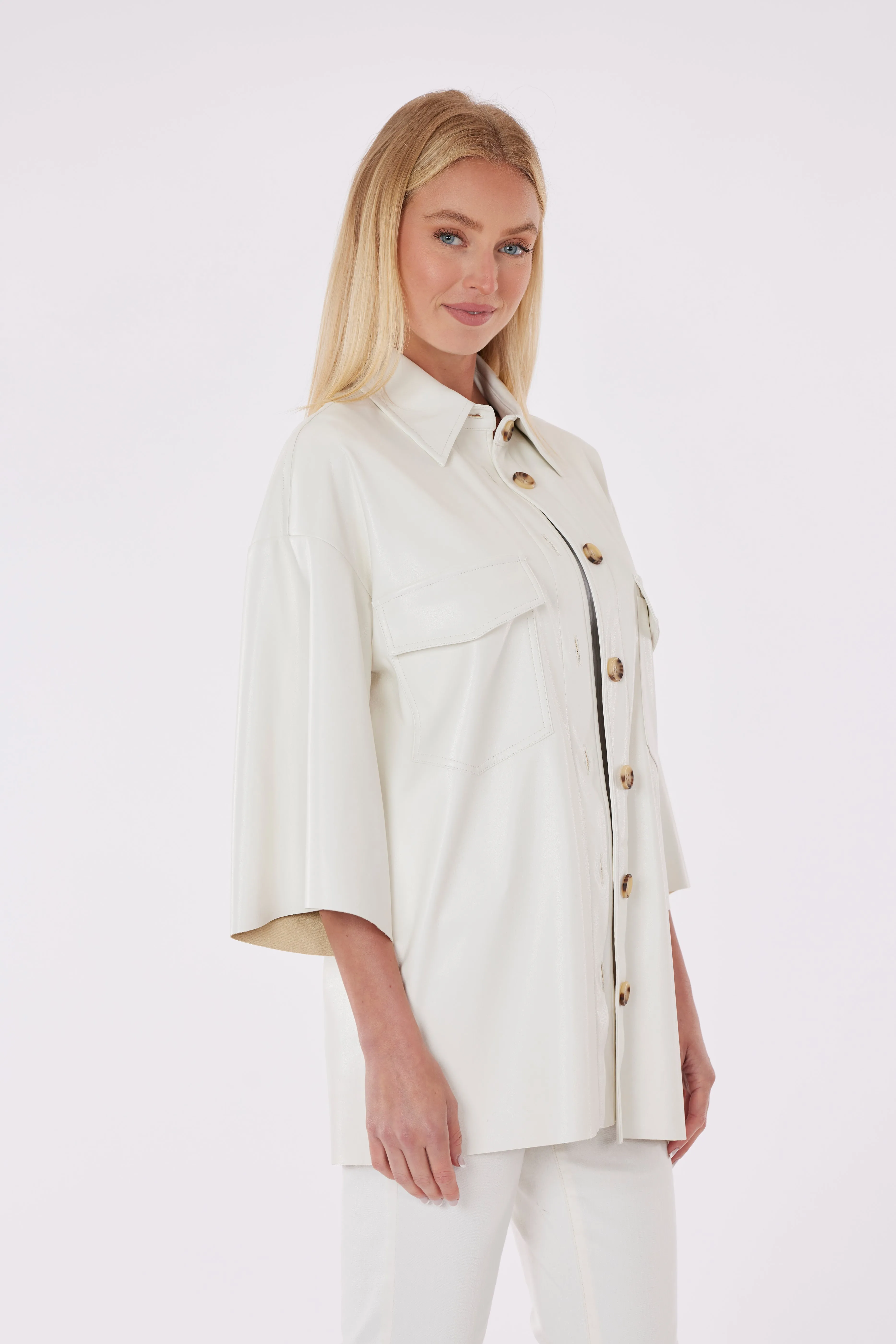 Oversized Faux Leather Shirt