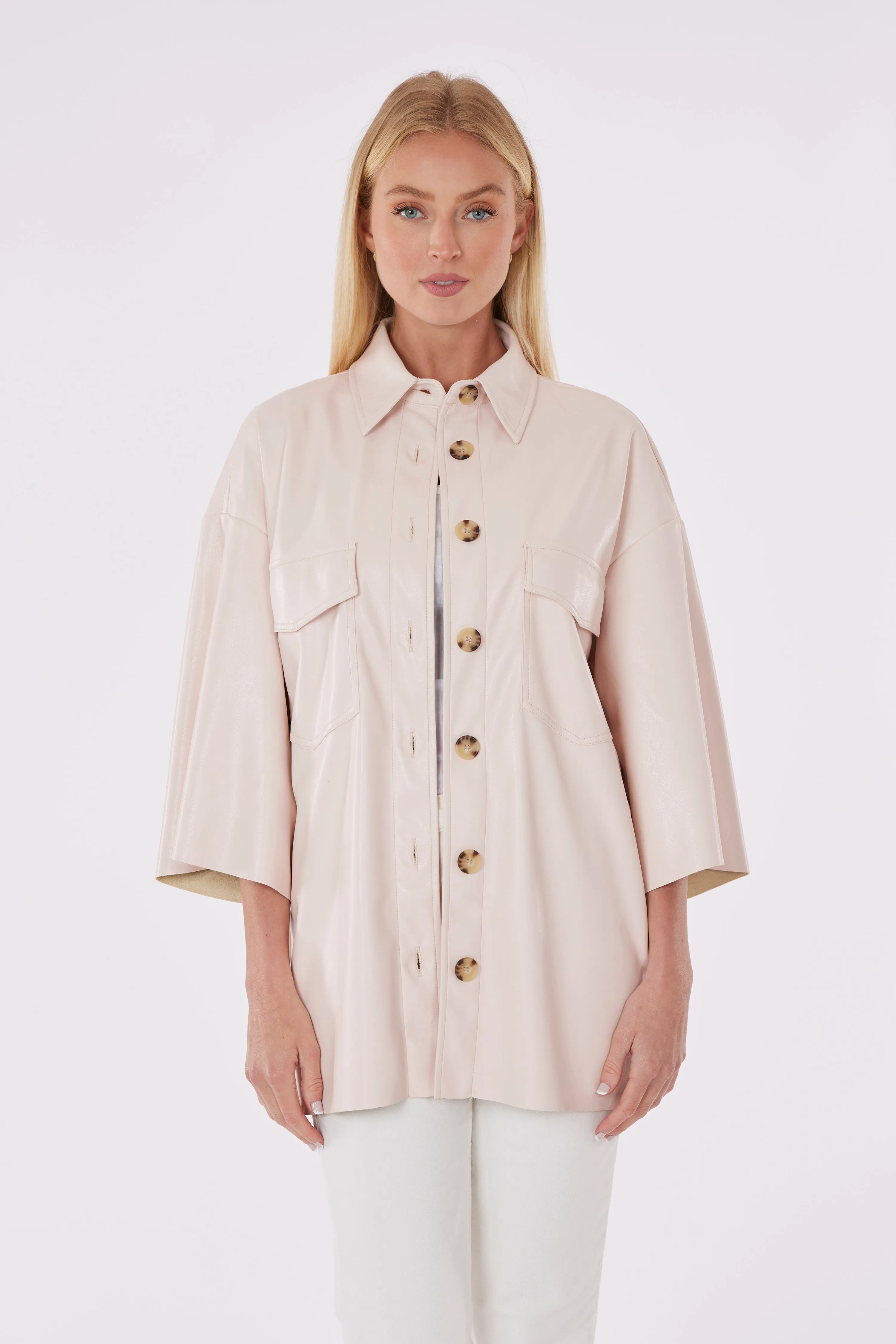 Oversized Faux Leather Shirt