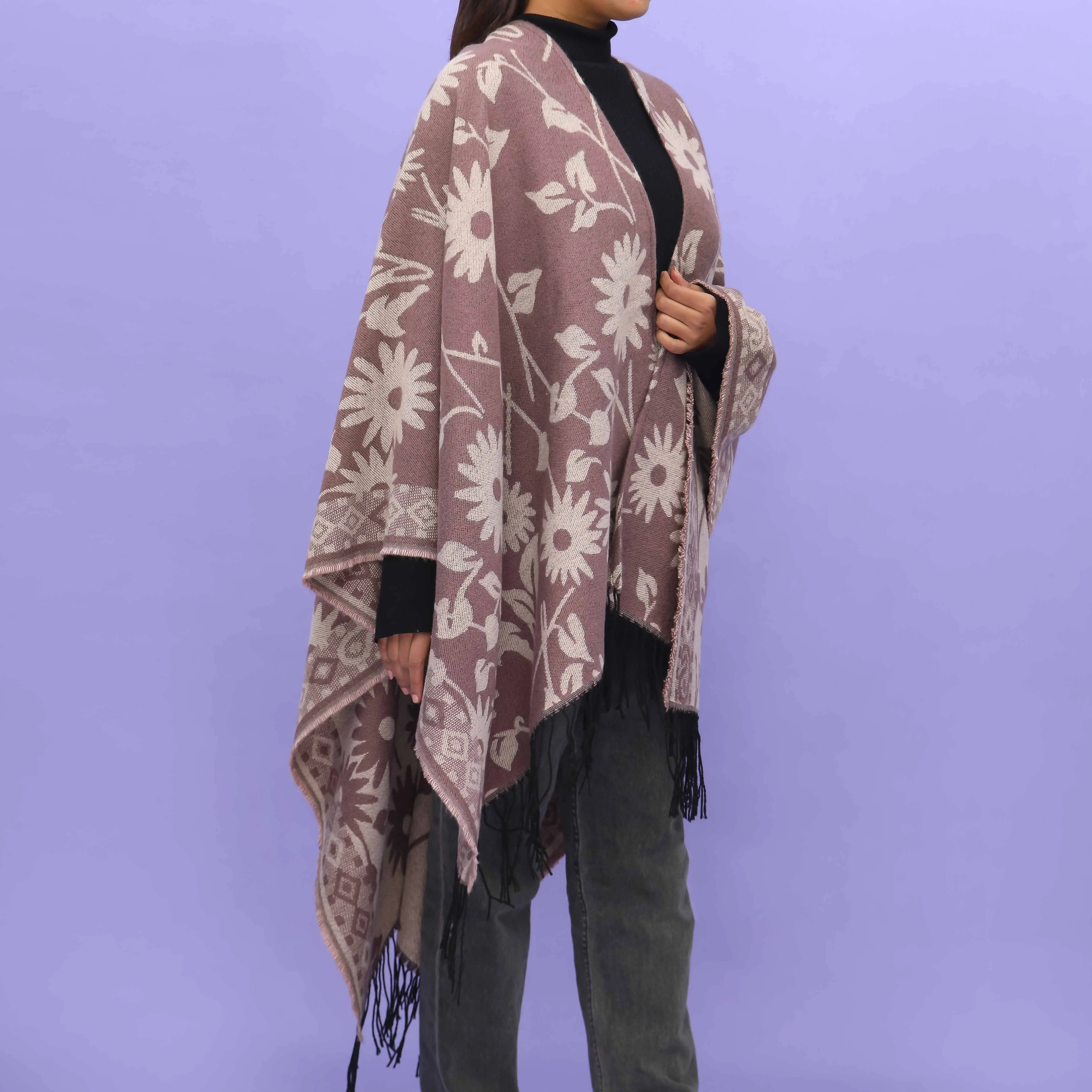Pink Winter Cape Shawl PN4726