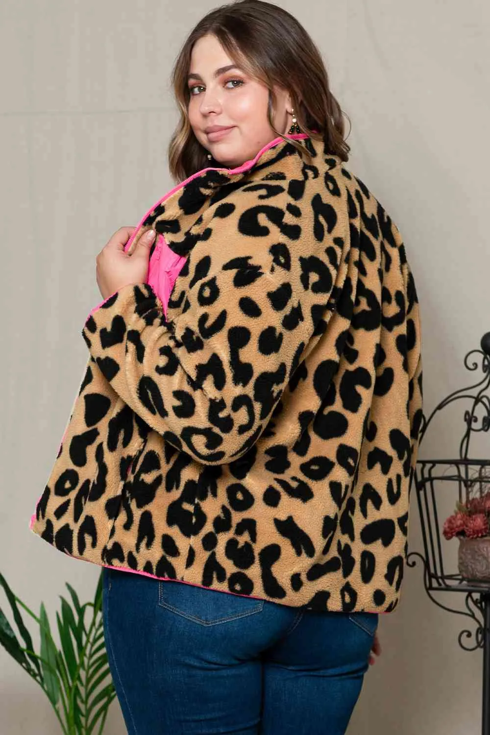 Plus Size Leopard Print Jacket