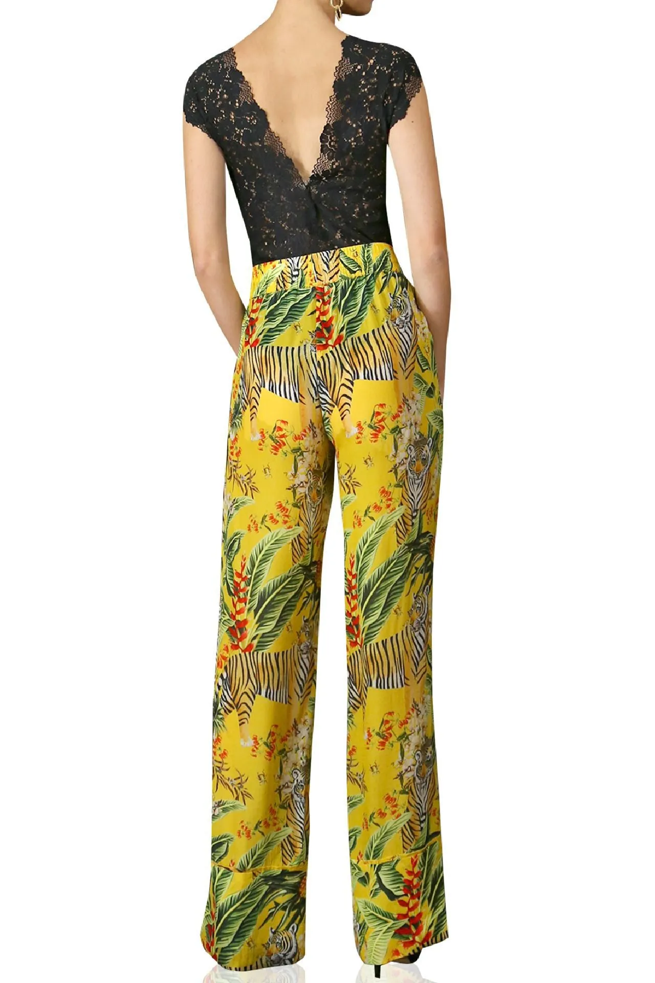 Printed Straight Leg Pants-Tiger Print