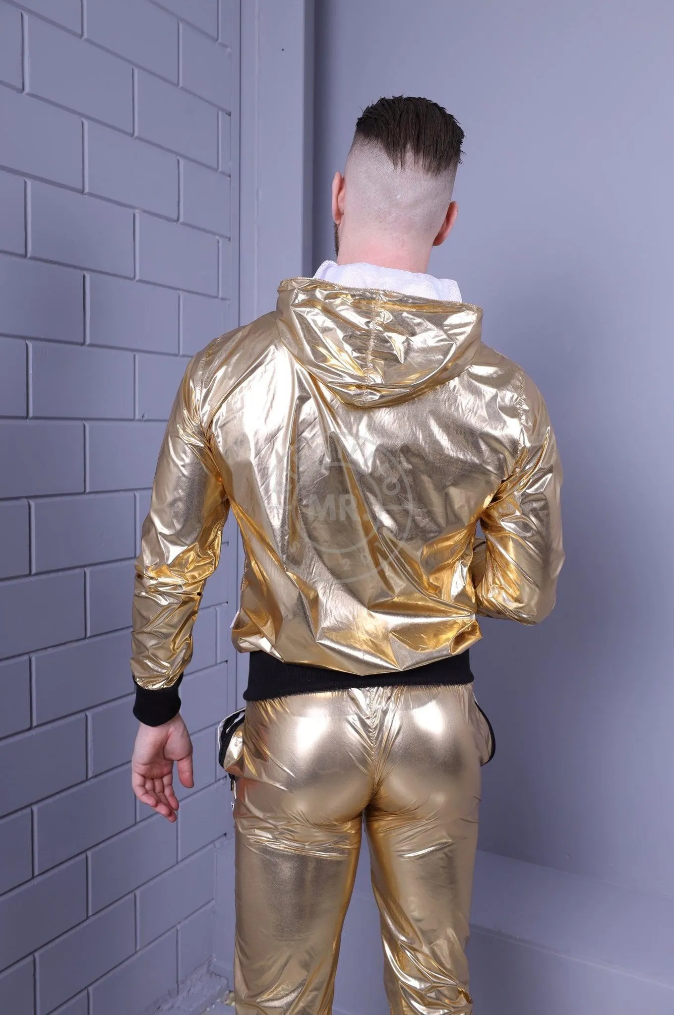 Shiny Nylon Tracksuit Jacket - Gold
