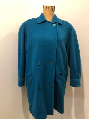 Vintage Marks & Spencer Teal Mohair/ Wool Blend Coat