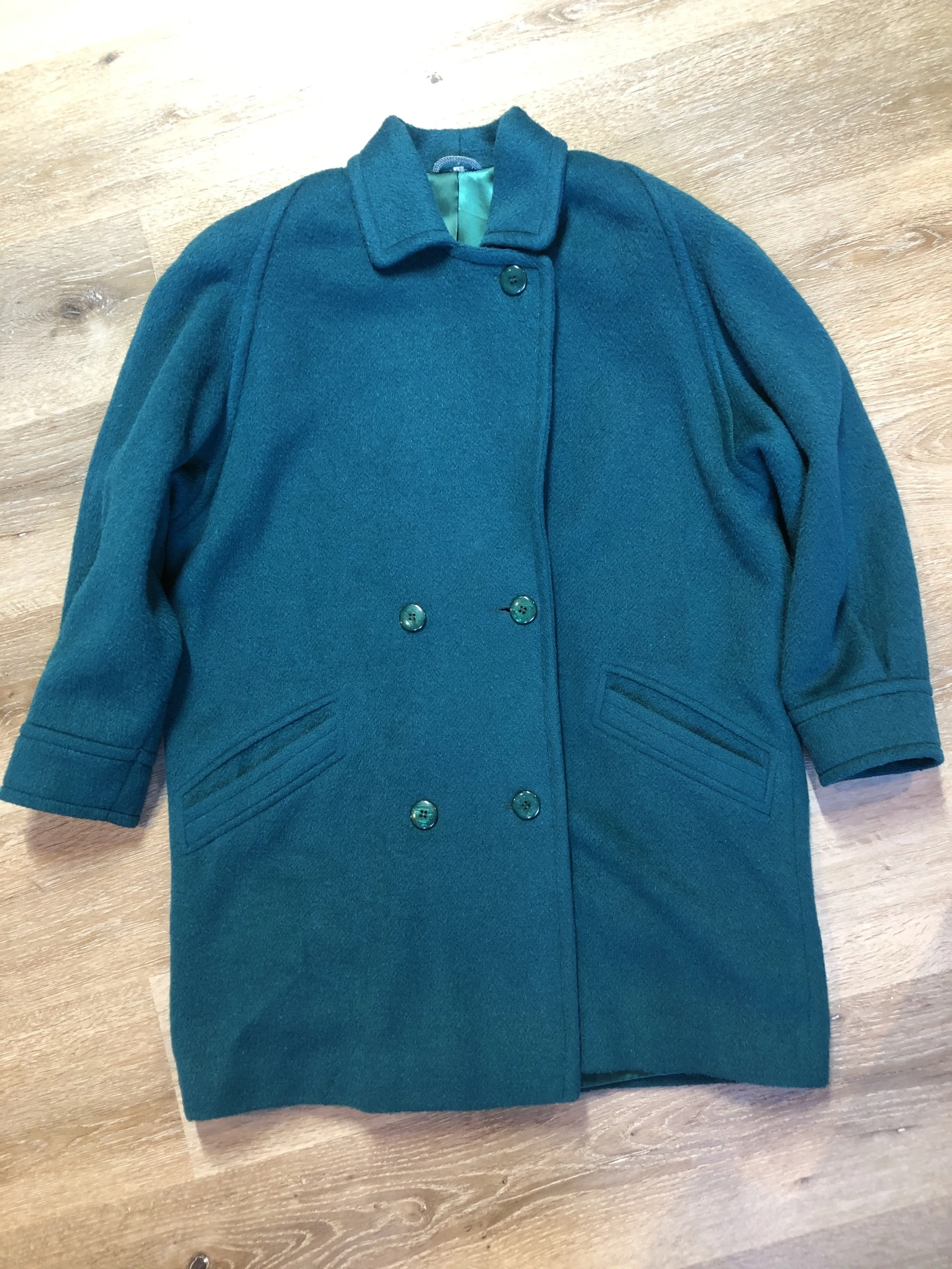 Vintage Marks & Spencer Teal Mohair/ Wool Blend Coat