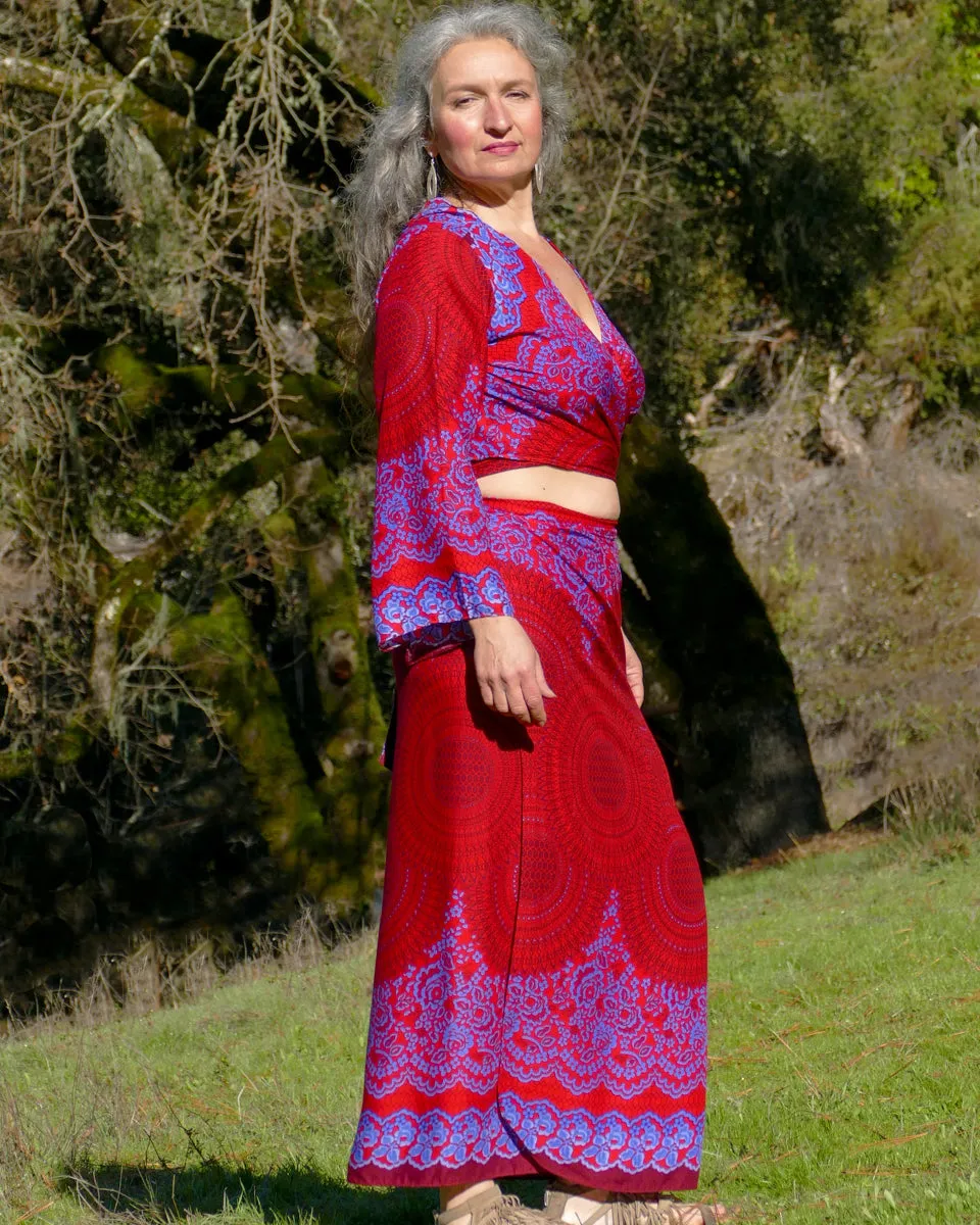 Vivid Floral Mandala Wrap Top