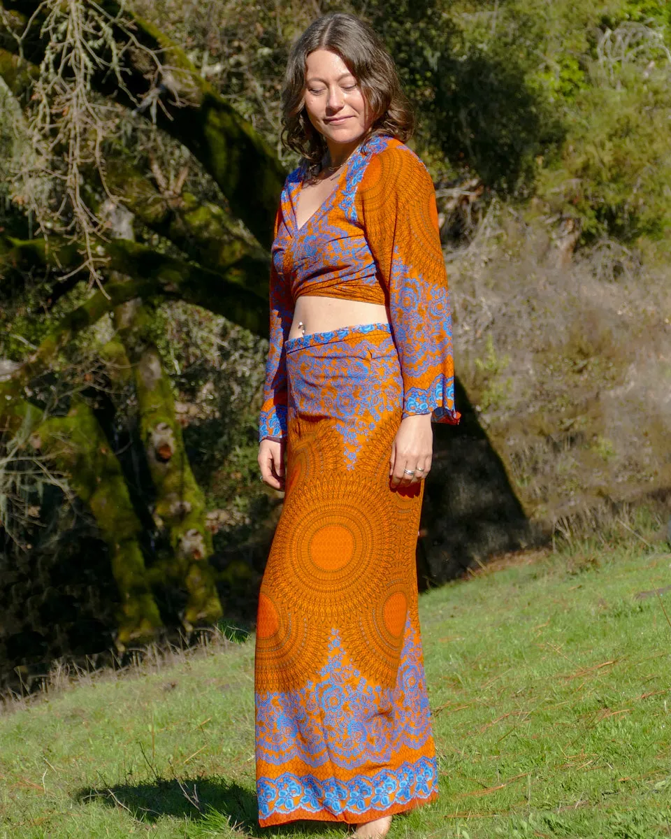 Vivid Floral Mandala Wrap Top