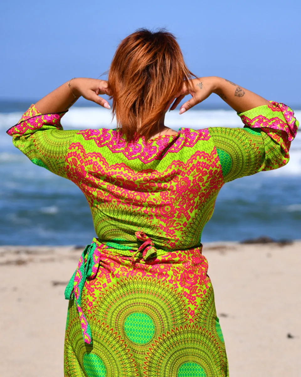 Vivid Floral Mandala Wrap Top