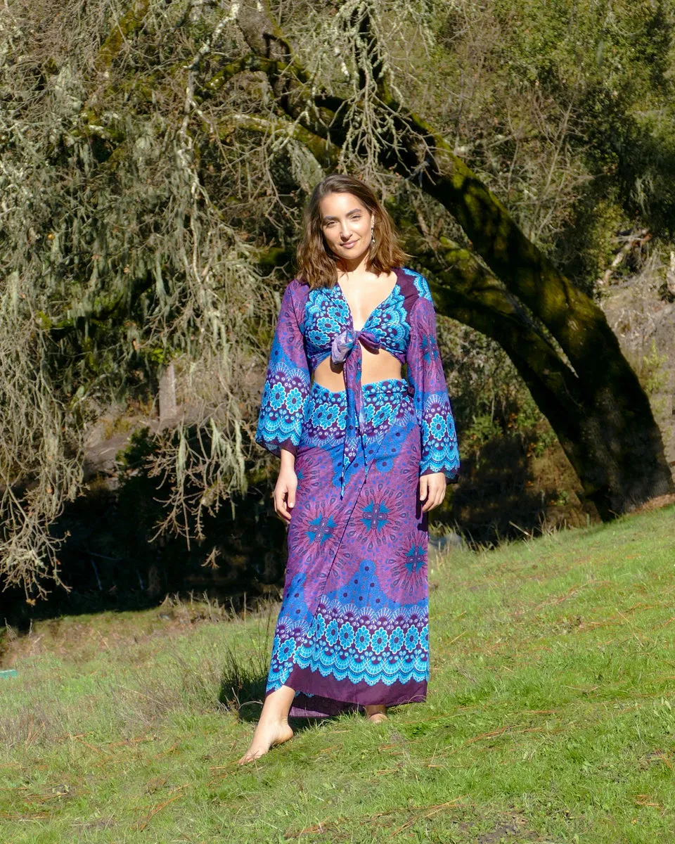 Vivid Floral Mandala Wrap Top