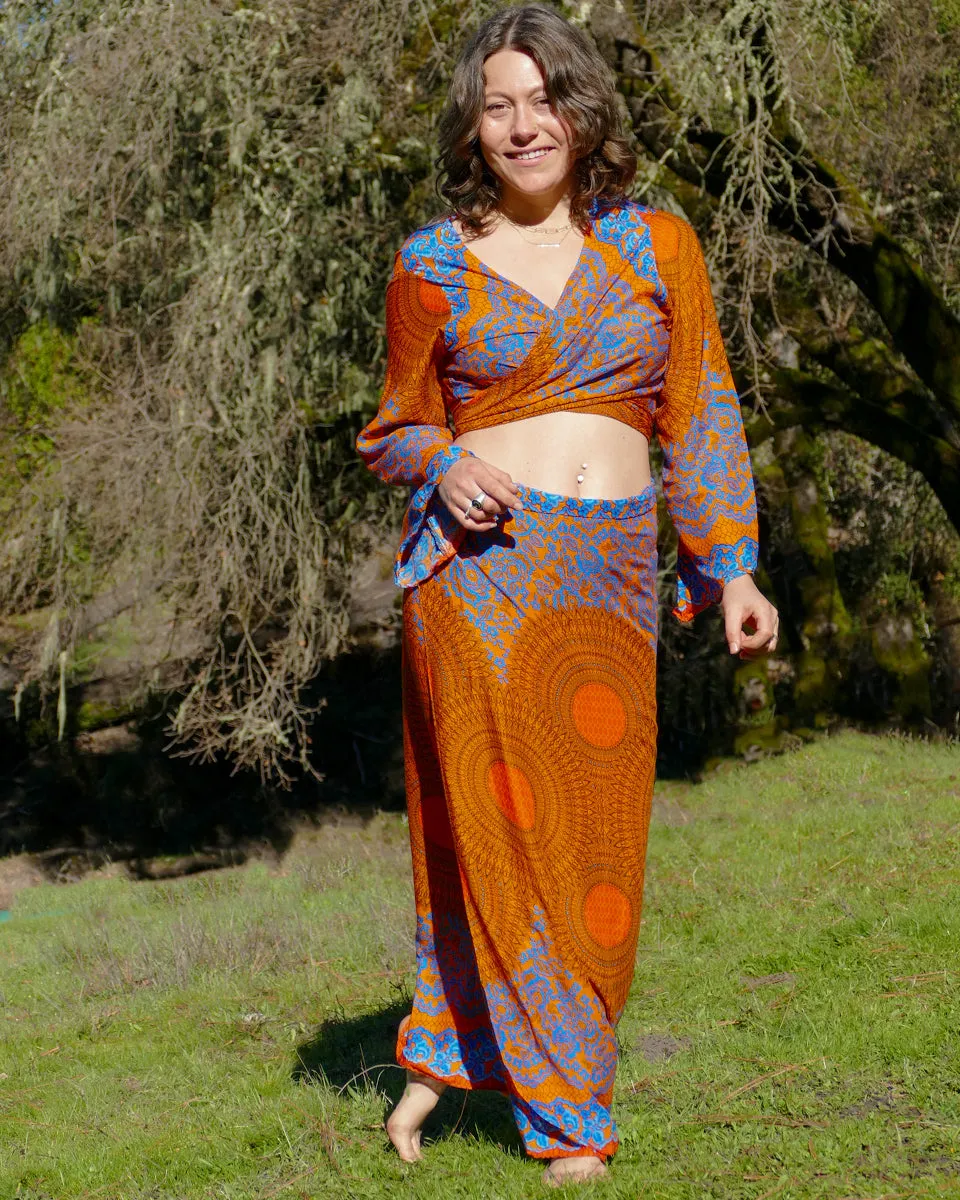 Vivid Floral Mandala Wrap Top