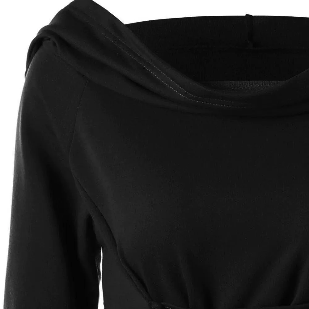 Warrior Gothic Hooded Dress, Stunning LongSleeve Outwear For Women