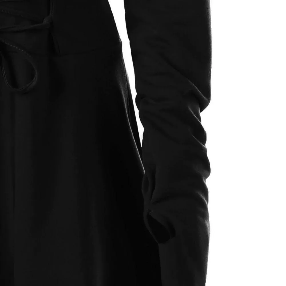 Warrior Gothic Hooded Dress, Stunning LongSleeve Outwear For Women